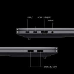 Porturi laterale Xiaomi Redmibook 16 Pro 2026 USB-C Thunderbolt 4 HDMI 2.1 USB-A jack 3,5 mm