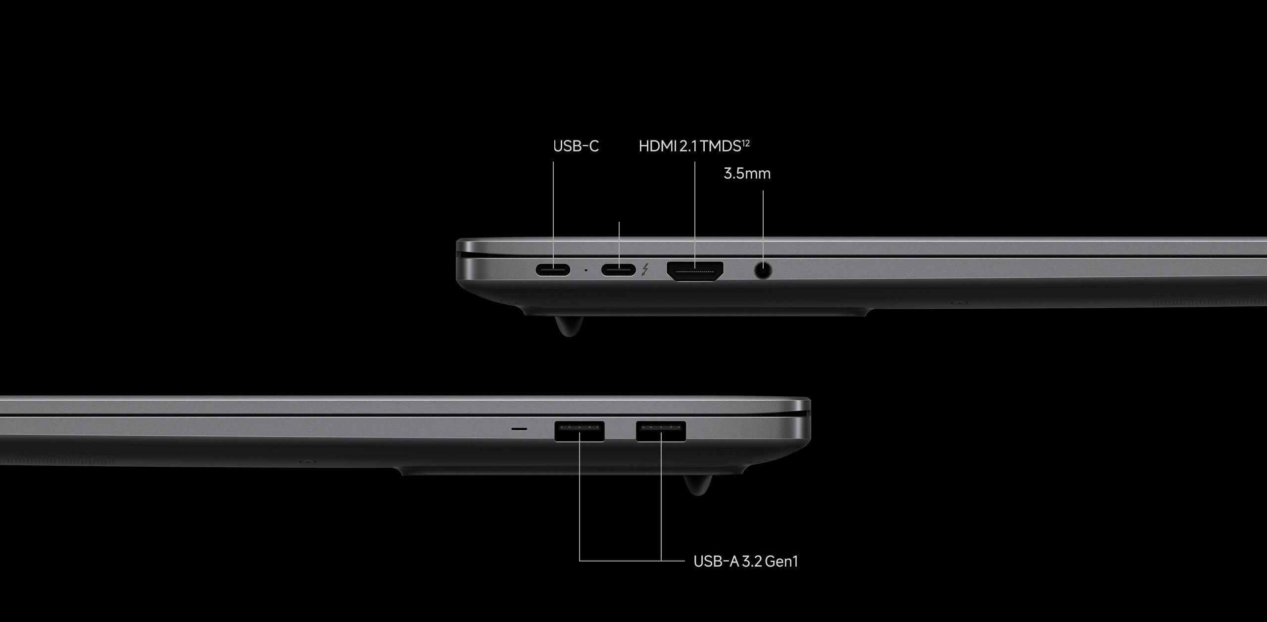 Porturi laterale Xiaomi Redmibook 16 Pro 2026 USB-C Thunderbolt 4 HDMI 2.1 USB-A jack 3,5 mm